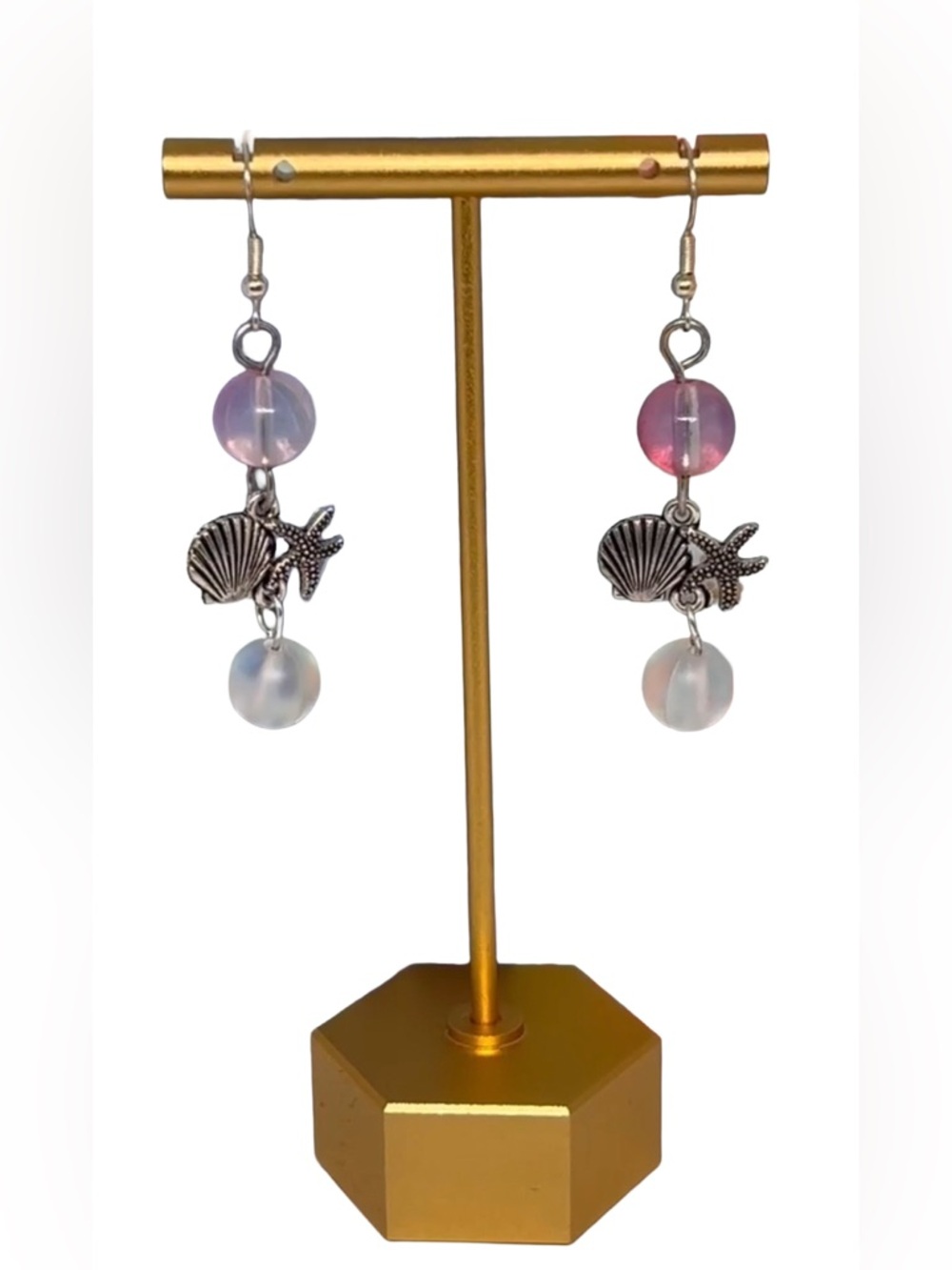 Handmade Sterling Silver Nautical Sea Shell & Starfish Earrings!